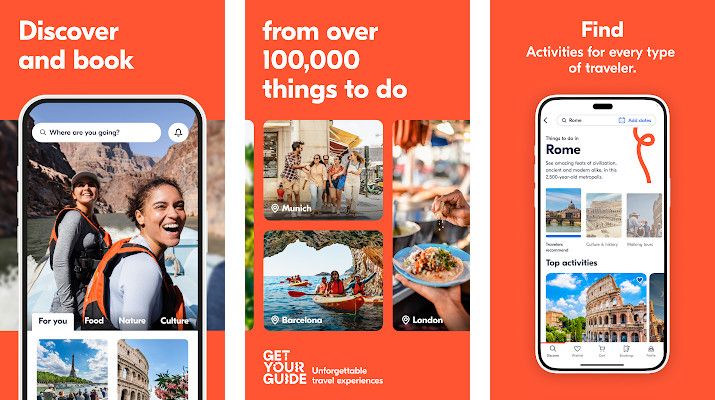 GetYourGuide - Unforgettable travel experiences, 100,000+ experiences worldwide